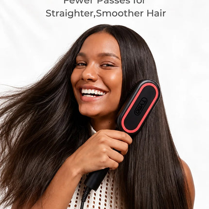 TYMO IONIC PLUS Straightening Brush, Professional Hair Straightener, LCD Display, Fast Heating, Anti-Burn, Fast Styling Hair Too