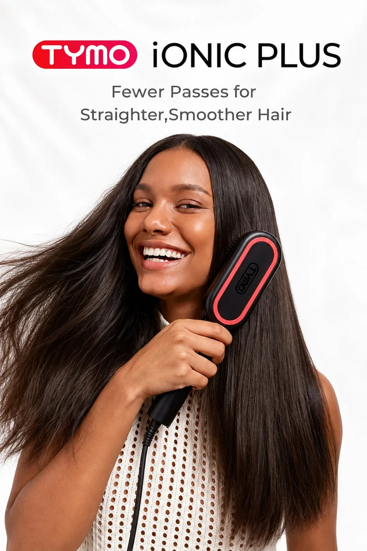 TYMO IONIC PLUS Straightening Brush, Professional Hair Straightener, LCD Display, Fast Heating, Anti-Burn, Fast Styling Hair Too