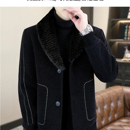 Casual Winter Men's Slim White Duck Down Jackets Warm Short Fur Collar Puffer Woolen Coat Outwear Thicken Windproof Top Clothing