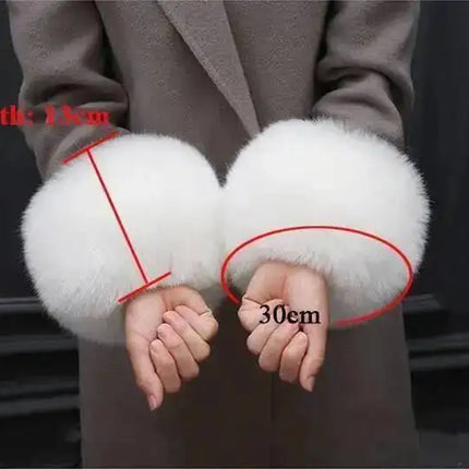 Real Fur Collar And Cuffs Set Winter Coat Accessories Women Fluffy Large Fur Shawl Neak Warm Fox Fur Scarf Furry Scarves Female