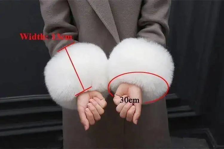 Real Fur Collar And Cuffs Set Winter Coat Accessories Women Fluffy Large Fur Shawl Neak Warm Fox Fur Scarf Furry Scarves Female