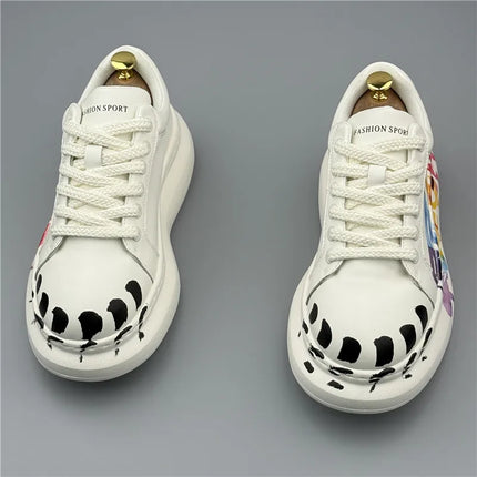 Spring New Style Wheat Ear White Casual Versatile Men's Sports Shoes Trendy Thick Bottomed Men's Sports Shoes Leather Sneakers