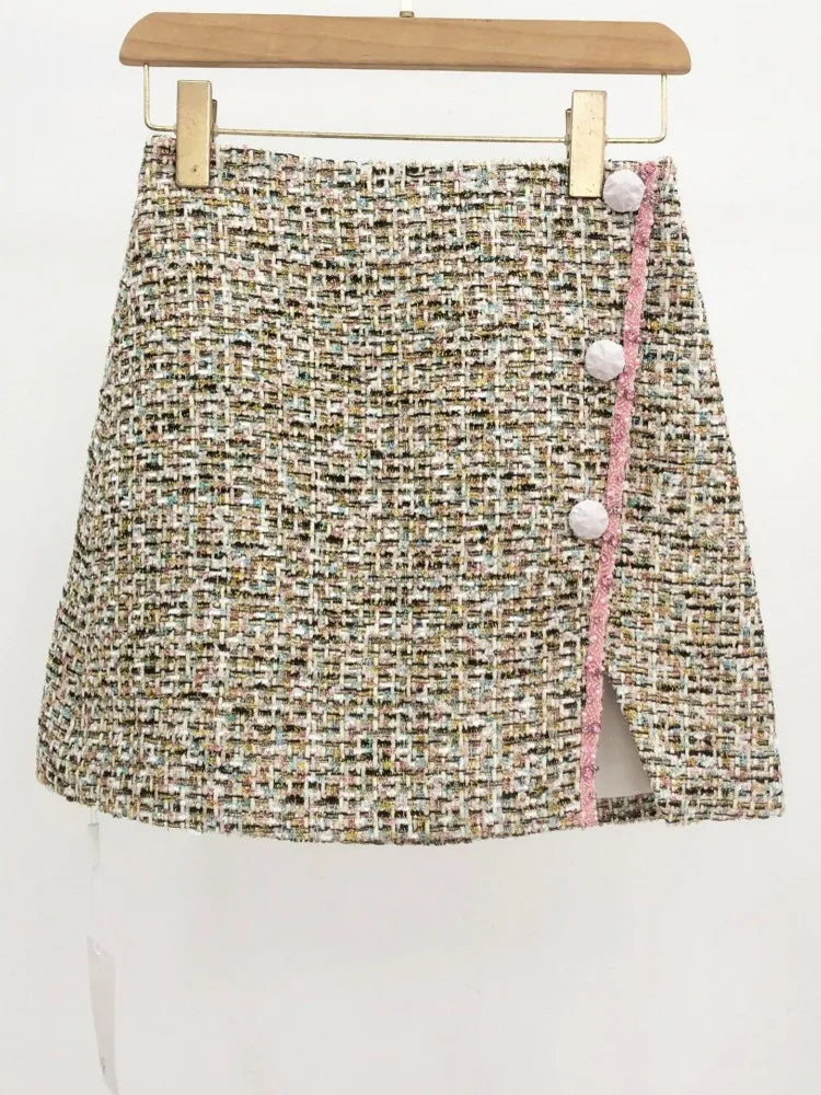 2025 Hot Sale Elegant Female Pink Shiny Diamonds Tweed Jackets Single Breasted Chic Tops Work Lady Slim Fit Coat Casual Blazers