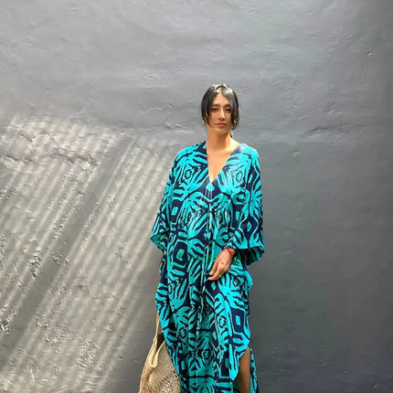 Abiti caftano da donna con scollo a V, costume da bagno estivo, copricostume caftano, abiti da spiaggia maxi taglie forti platinumshop