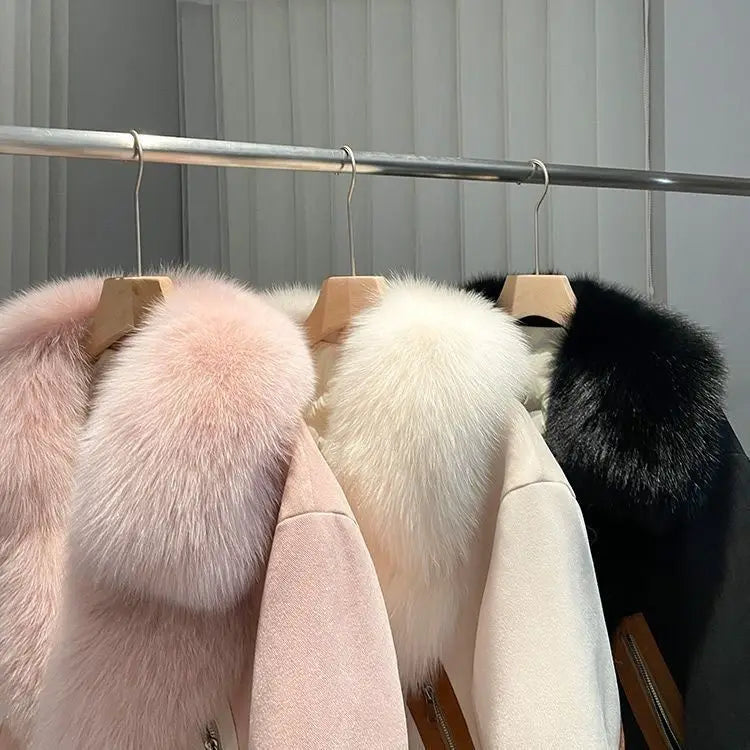2025 new imitation fox fur coat women autumn winter fashion short Add cotton thick Warm suede overcoat Female slim Outwear T792