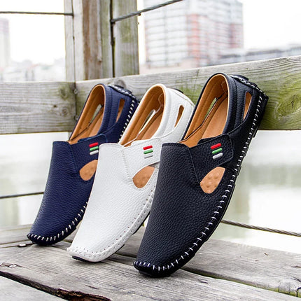 Nuovo 2023 estate scarpe in pelle traspirante uomo mocassini Casual Design di marca appartamenti da uomo fatti a mano mocassini in morbida pelle scarpe da barca