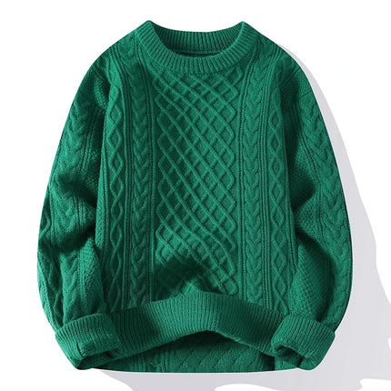 New Trendy Autumn and Winter Jacquard Pattern Pullover Sweater Casual Round Neck Color-Blocking Knit Men's Pullover
