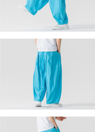 Pantaloni Uomo Nuova Estate Pantaloni larghi leggeri e sottili in vita elastica Sport all'aria aperta maschili Pantaloni larghi casual oversize da uomo Streetwear