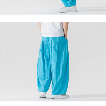 Pantaloni Uomo Nuova Estate Pantaloni larghi leggeri e sottili in vita elastica Sport all'aria aperta maschili Pantaloni larghi casual oversize da uomo Streetwear