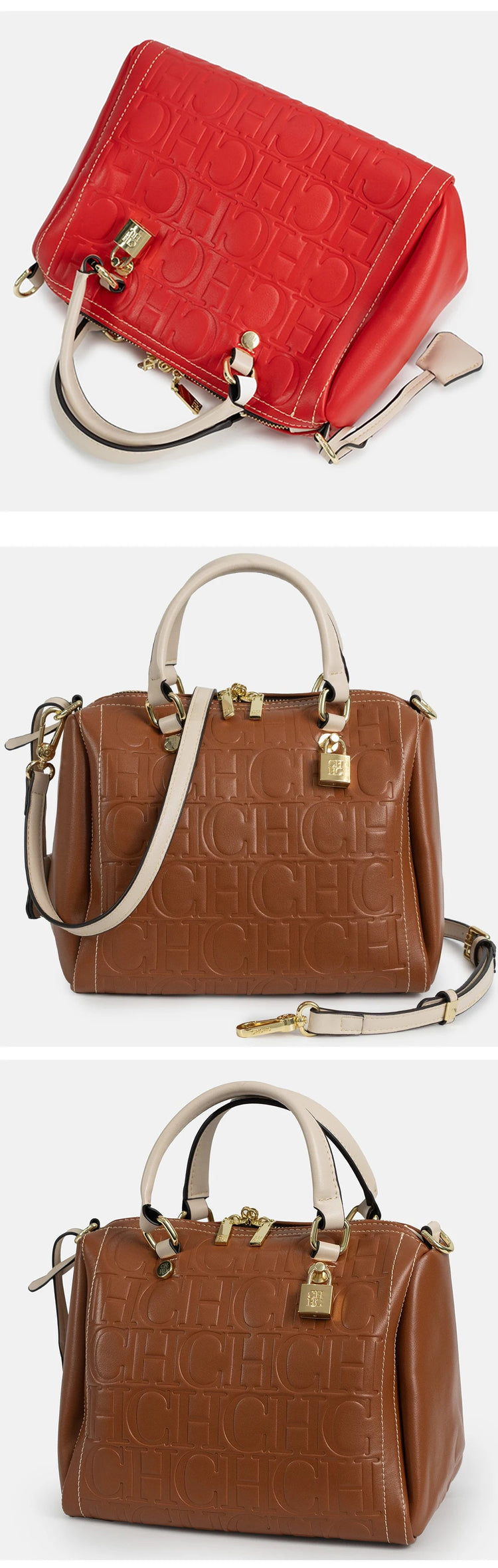 CH Autumn/Winter Christmas Fashion PU Material Lock Lock Design Women's Crossbody Bag 2025 Designer New Handbag Trendy Brand PlatiNum