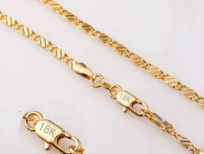 Fashion 18k Gold Necklace 2MM 16/18/20/22/24/26/28/30 Inch Side Chain Necklace For Women Men Jewelry 925 Silver Necklace PlatiNum