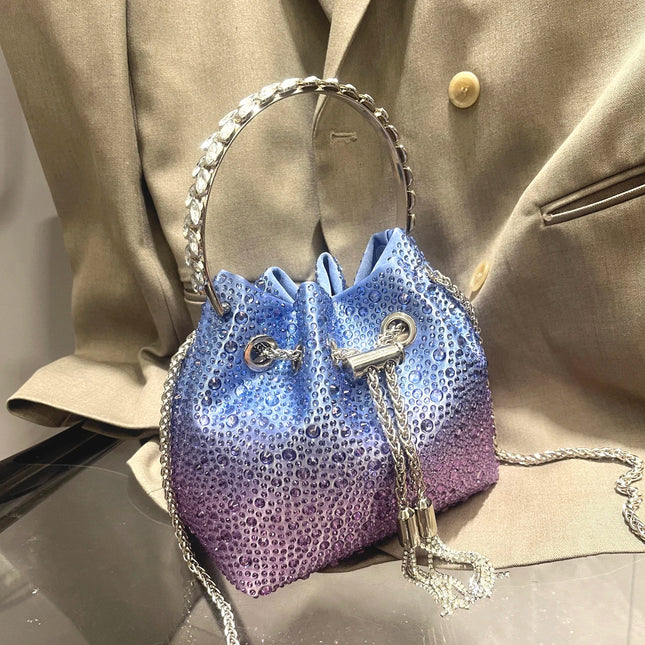 Handle Rhinestones Evening clutch Bag Purses and handbag luxury Designer shoulder bag Shiny Crystal Clutch purse bucket bag PlatiNum