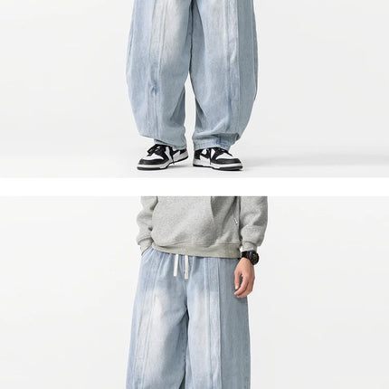 2025 Nuovi pantaloni stile harem vintage da uomo pantaloni larghi in denim hip-hop larghi da uomo jeans dritti oversize moda pantaloni in vita elastica