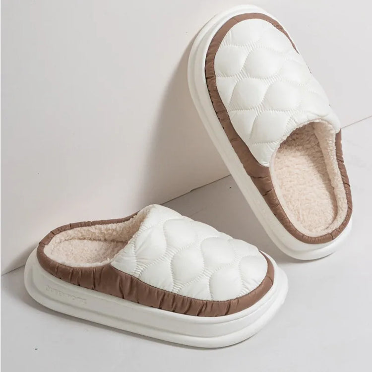 Evshine Women's Winter Furry Slippers Soft Thick Sole Indoor Plush Slides Waterproof Fluffy Shoes Warm Fur House Cotton Slippers