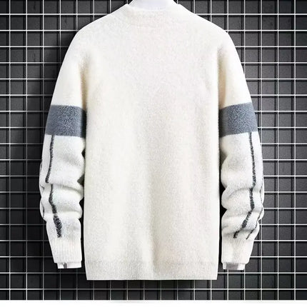 Men Winter Warm Black Sweater Pullovers Autumn High Quality Men's Rock Hip Hop Plush O Neck Top Men's Cloting New 2024