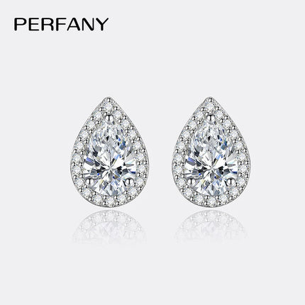 PERFANY 1CT Moissanite Earrings for Women S925 Pure Silver Water Droplet Cutting Laboratory Diamond Earrings Luxury Jewelry PlatiNum