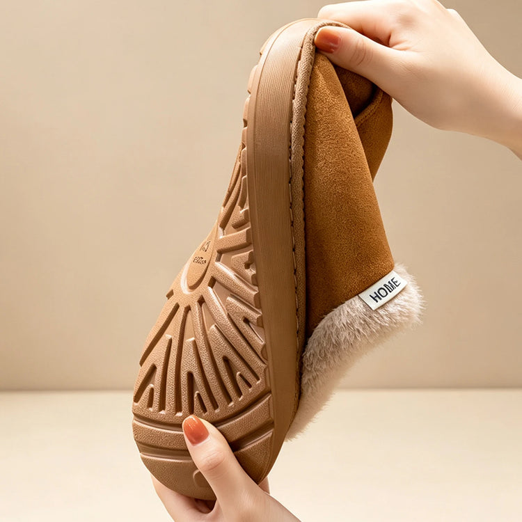 Men's Winter Plush Slippers, Thick Sole Closed-Toe, Warm Sherpa Lining, Non-Slip Indoor/Outdoor Home Shoes for Couples
