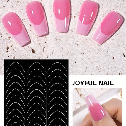 1pc 6 Style Hollow out French Manicure Nail Art Stickers, V-Shaped Strip-Type Simple Design Self-Adhesive Nail Tips Guides Frenc