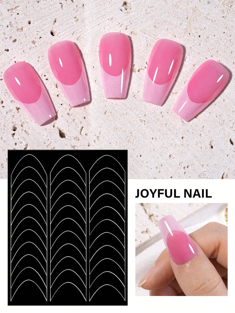 1pc 6 Style Hollow out French Manicure Nail Art Stickers, V-Shaped Strip-Type Simple Design Self-Adhesive Nail Tips Guides Frenc
