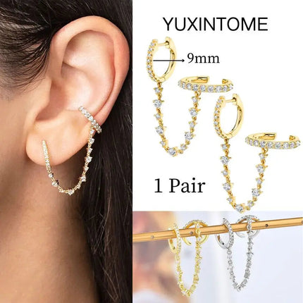 White Color Zircon Hoop Earrings 925 Sterling Silver Needle Cross/Star/Flower/Water Drop Pendant Gold Earrings Luxury Jewelry PlatiNum