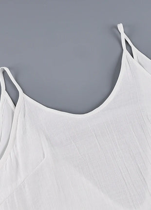 HiLoc Abito lungo bianco allentato casual Robe 2025 Nuovi abiti estivi con scollo a V per le donne Primavera senza maniche Vestaglie dritte Camicia da notte
