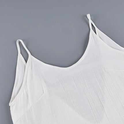HiLoc Abito lungo bianco allentato casual Robe 2025 Nuovi abiti estivi con scollo a V per le donne Primavera senza maniche Vestaglie dritte Camicia da notte