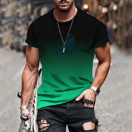 New fashionable and trendy men's 3D gradient print t-shirt top summer streetwear o-neck plus size pullover