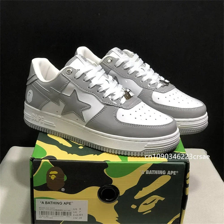 A BATHING APE Men All Black Shark BAPESTA Casual Plarfom Shoes Unisex Women Slip-Resistant Outdoor Soft Walking Sneakers