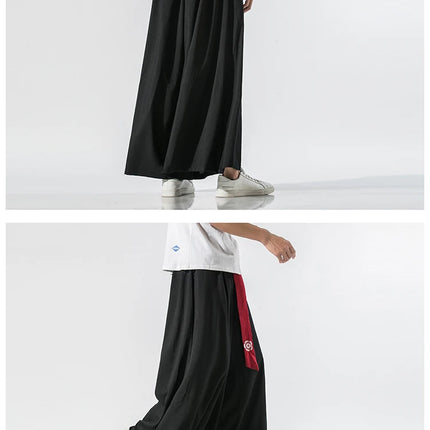 Pantaloni Larghi da Uomo Stile Kimono Giapponese 2026, Joggers Retrò, Pantaloni Larghi in Lino Stile Yukata, Pantaloni Robe Nepal con Cavallo Ampio