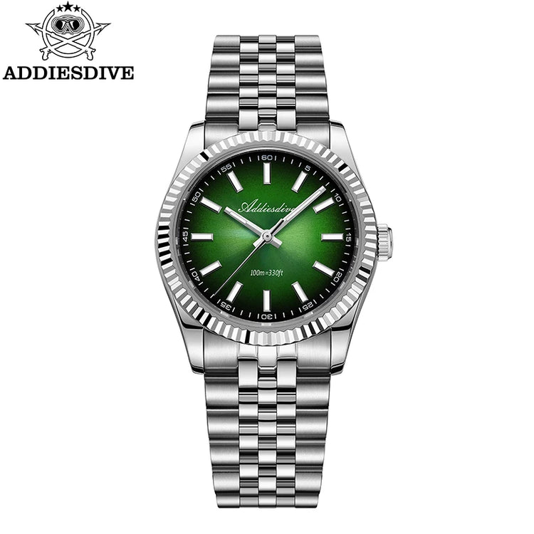 ADDIESDIVE 36mm Luxury Watch for Women VH31 Movement 100m Waterproof BGW9 Luminous Diving Watches Stainless Steel Quartz Watch