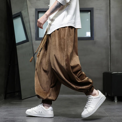 Pantaloni a gamba larga da uomo Pantaloni larghi in vita elastica da uomo Streetwear Stili giapponesi Pantaloni casual Pantaloni lunghi oversize vintage solidi