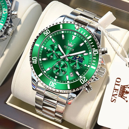 OLEVS Orologi da uomo Orologio di lusso delle migliori marche da uomo Cronografo originale impermeabile in acciaio inossidabile Fasi lunari Data Quadrante Rota platinumshop