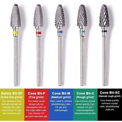Carbide Large Cone Nail Drill Bits Electric Milling Cutter For Gel Polish Removal Grinding DIY Home Salon Manicure Pedicure Nail Art Accessories Supplies