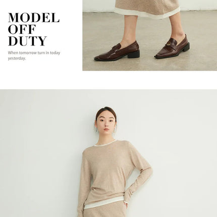 SuyaDream, Women Long Skirt, 32.4%Sheep Wool, Solid Woolen Knitted Skirts, 2024 Autumn Winter Warm Under Dress, Grey, Khaki PlatiNum