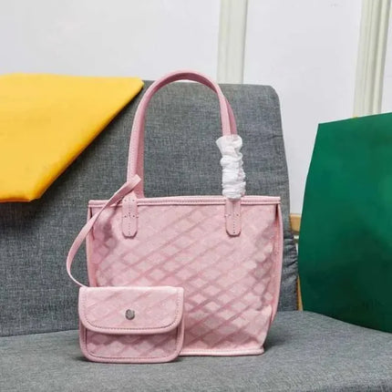 Borsa da Shopping in Vera Pelle di Alta Qualità per Donna, 20cm, Set di 2 Pezzi con Piccolo Portamonete