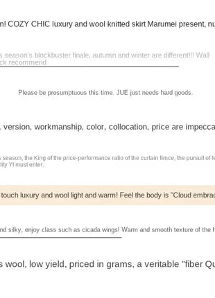 100% Wool Drawstring Skirt For Women's Autumn Winter Solid Color Slim Fit Elastic UltraShort Mini Waist Knitted Skirt PlatiNum