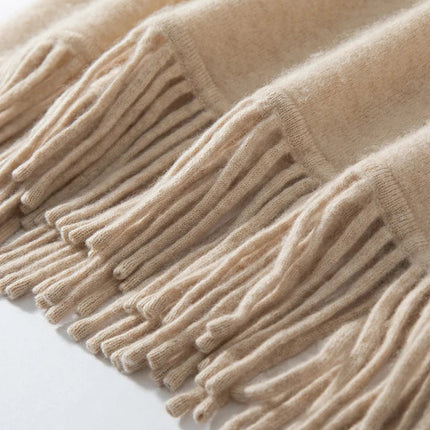 New Straight A-line Skirt Women's 100% Cashmere knitwear Spring Autumn Casual Loose Tassels Soft High Waist Mid Length Skirt PlatiNum