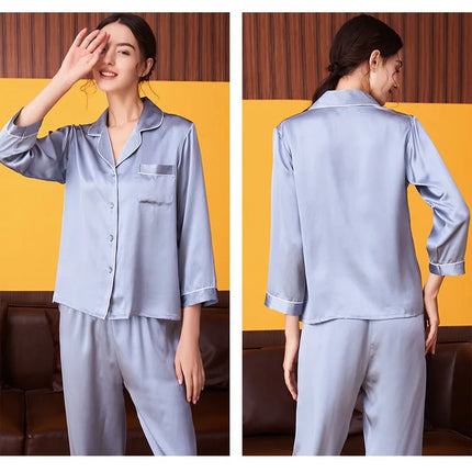 Pigiama di seta di gelso 100% donna estate inverno primavera a maniche lunghe in due pezzi coppia servizio a domicilio pigiama di seta per signora