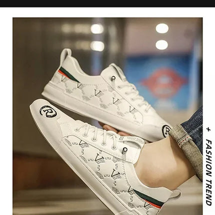 European Station Leather Fashion Men's Sneakers Men Shoes Man Embossed All Fashion Leather Red Casual Shoes for Men Men Shoes
