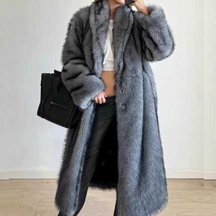 ZADORIN 2025 Oversized Long Plush Gradient Fur Coats Woman Lapel Fluffy Faux Fur Jacket Winter Coat Woman New in Coats & Jackets