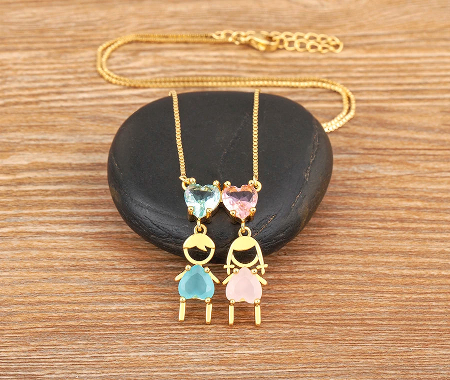 AIBEF Cuore Strass Ragazza e Ragazza Donna Ciondolo Collana Madre Cubic Zirconia Rame Dolce e Carino Gioielli Regalo di Fascino per Bambini