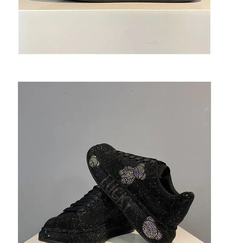 Luxury Fashion New Designer Men's Charm Rhinestone All Match Platform Causal Shoes Male Flats Moccasins Walking Sneakers Zapatos