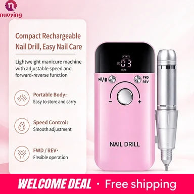 Portable Wireless Nail Drill, USB Rechargeable Electric Nail File, Adjustable Speed Nail Polishing Machine for Removing Gel, Acrylic Nails, Manicure Pedicure Tool for Home Salon