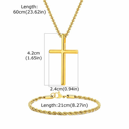 Vnox Set di 2 Pezzi Collana con Ciondolo e Bracciale da Uomo, Set di Gioielli in Acciaio Inossidabile Colore Nero Oro Argento, Regali di Gioielleria alla Moda platinumshop