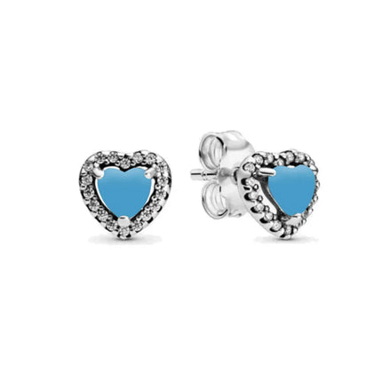 2025 Orecchini originali in pietra a forma di cuore bianco rosa, blu, rosso, verde, orecchino di perla con fiocco di neve, gioielli in argento s925 con fascino femminile platinumshop