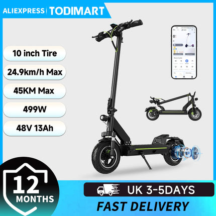 Monopattino elettrico TODIMART D5 D6 D6PRO 48V 18.2Ah 490W Max, velocità 24 km/h, autonomia 40-60 km, sospensioni a molla, connessione APP, monopattino elettrico fuoristrada per adulti