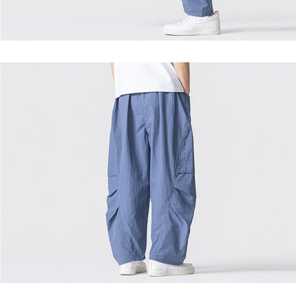 Pantaloni estivi da uomo Haori Harajuku Pantaloni a gamba larga con elastico in vita Pantaloni comodi da uomo oversize per sport all'aria aperta Pantaloni da jogging Streetwear