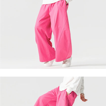 Pantaloni Primaverili 2026 da Uomo, Comodi e Larghi in Cotone, Stile Hip Hop, Tinta Unita, Moda Casual, Gamba Larga, Taglie Forti fino a 5XL