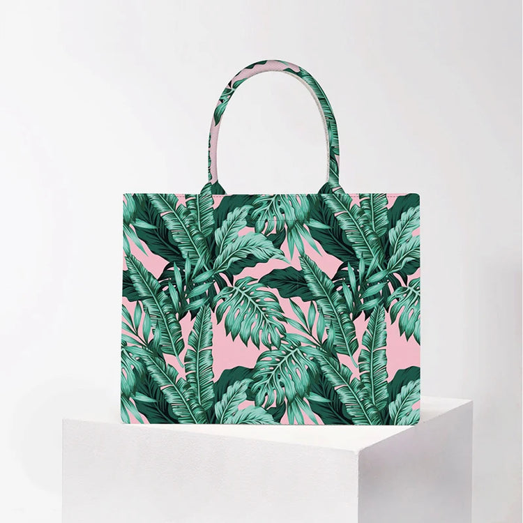 Nuova borsa tote personalizzata da donna 2026, borsa a mano in tela stampata, borsa da spiaggia grande capacità