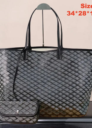 Borsa tote da donna in vera pelle da 34 cm, borsa alla moda, set da 2 pezzi con mini portafoglio in pelle abbinato per lo shopping quotidiano